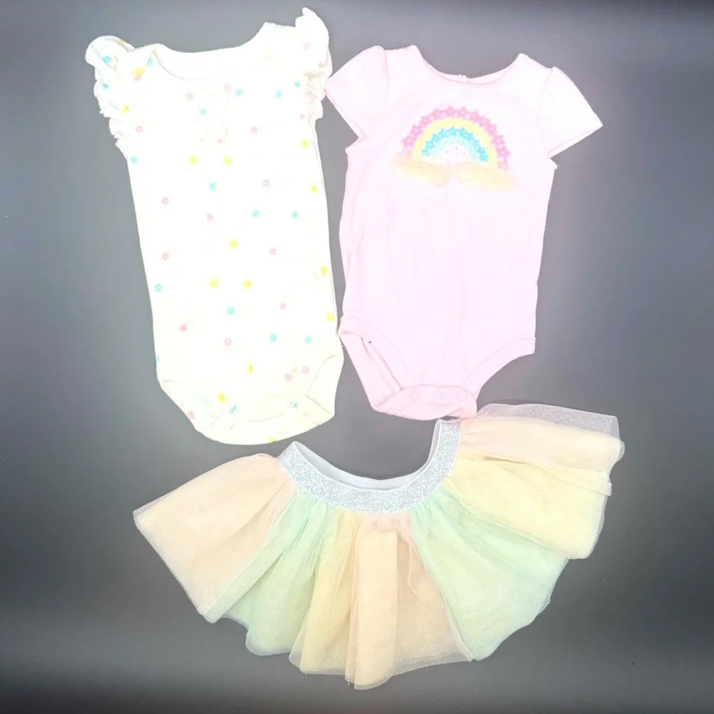 BABY STARTERS Pink and Cream Onesies & Rainbow Tutu
